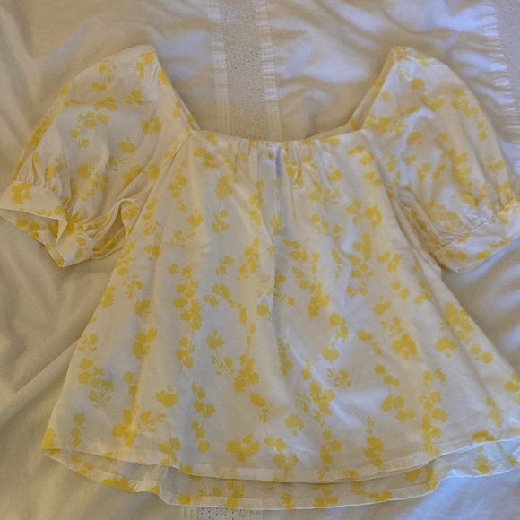 ANN TAYLOR White and Yellow Blouse - Picture 1 of 5